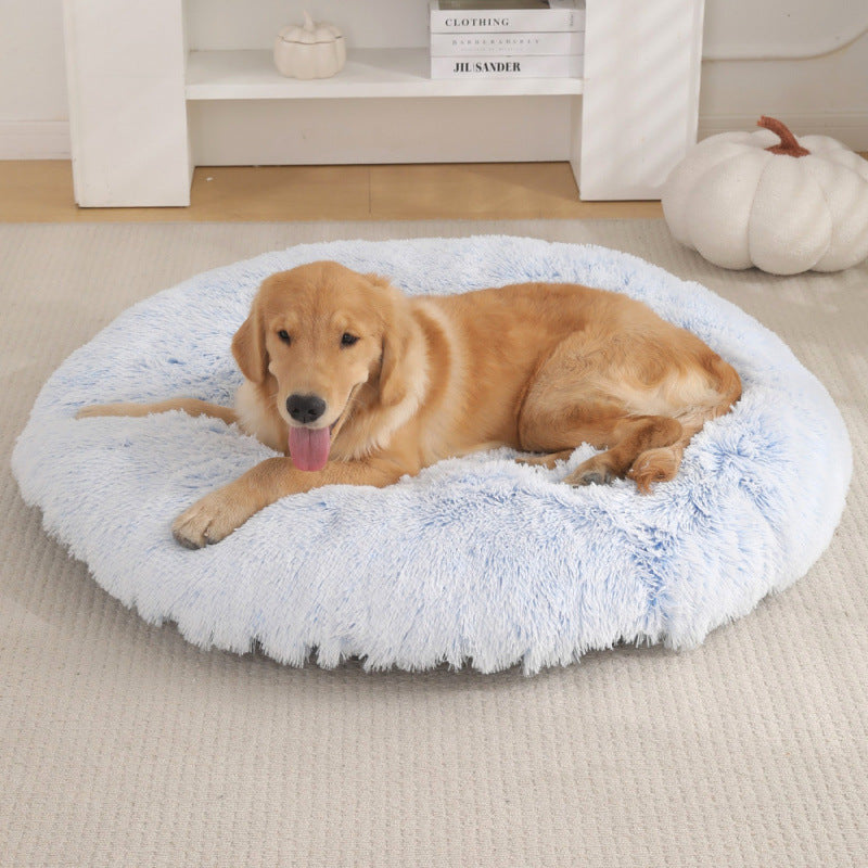 Round Plush Pet Bed Warm Sleeping Mat For Comfortable Rest