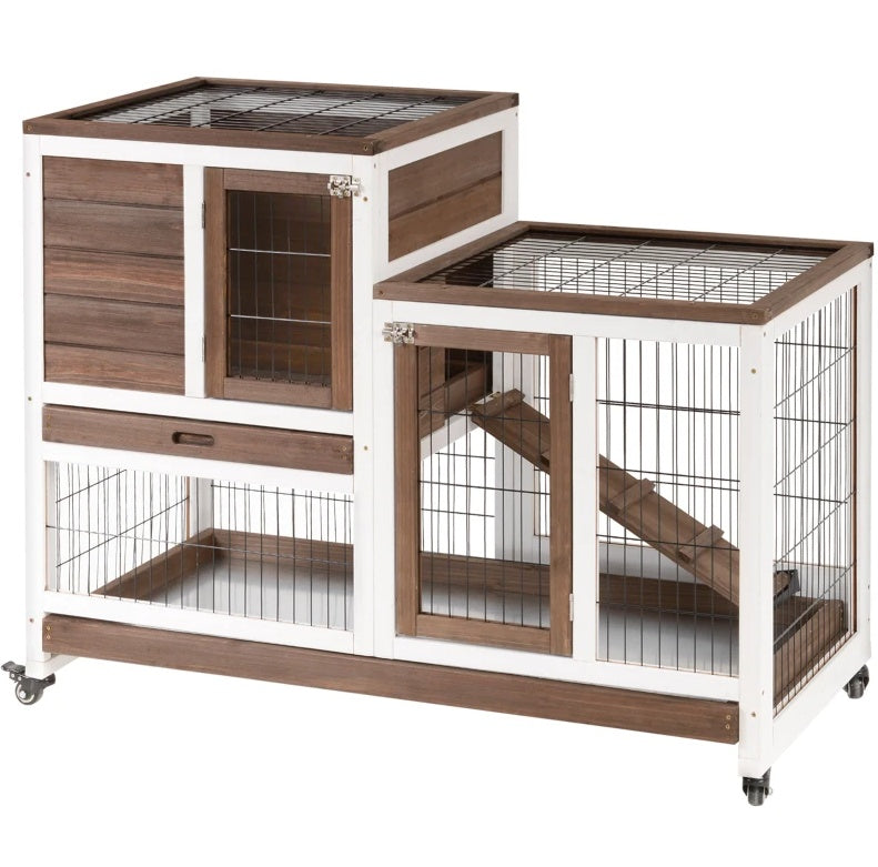 Elevated Wooden Pet Hutch Cage