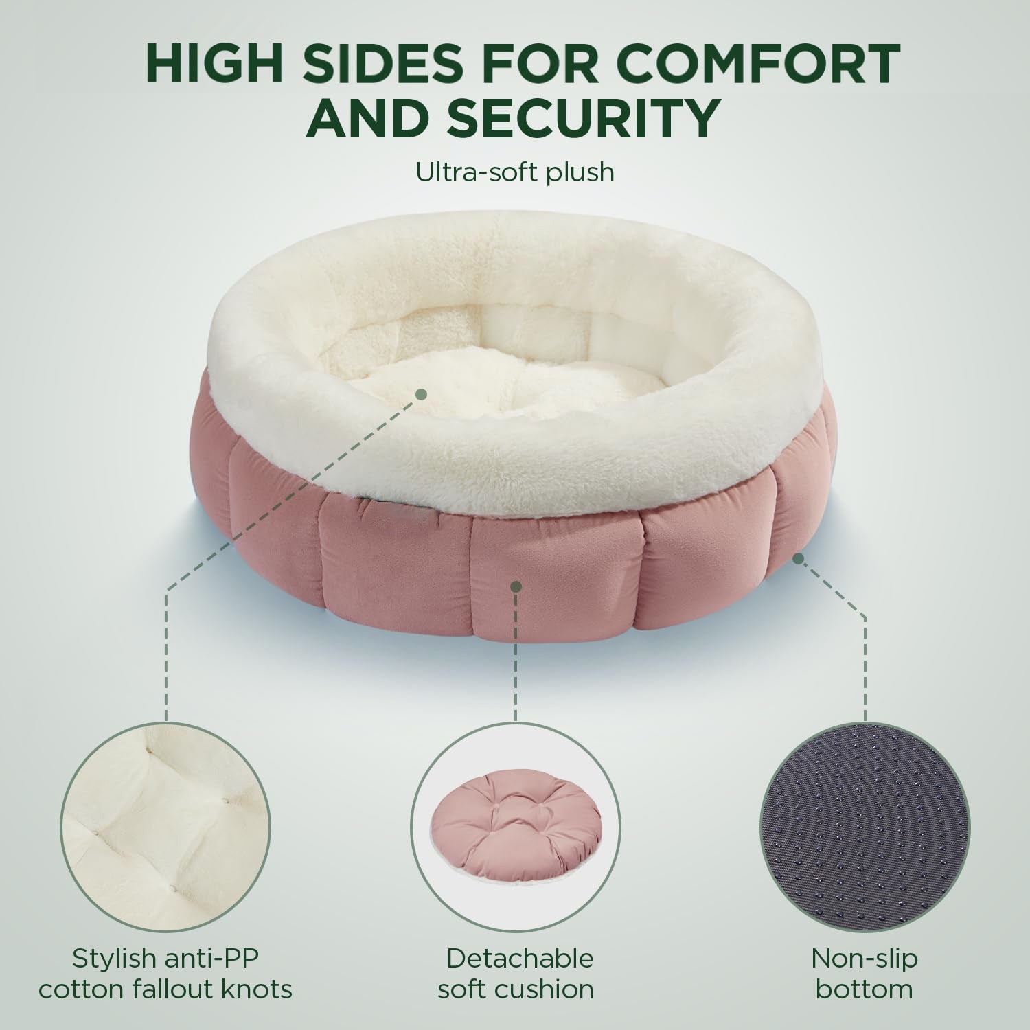 Round Donut Pet Bed Washable With Anti Slip Bottom For Comfort