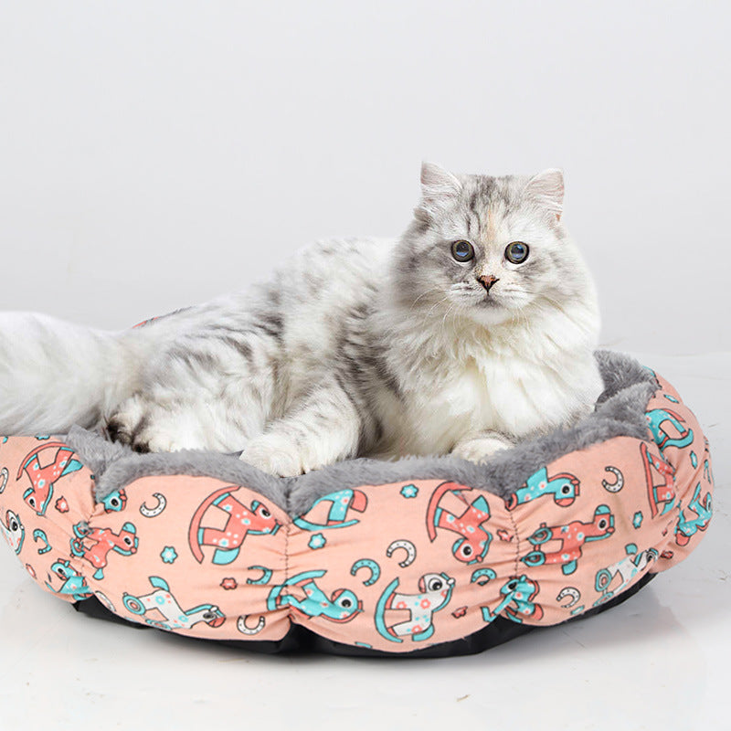 Calming Donut Pet Bed Round Fluffy Bed For Small Pets