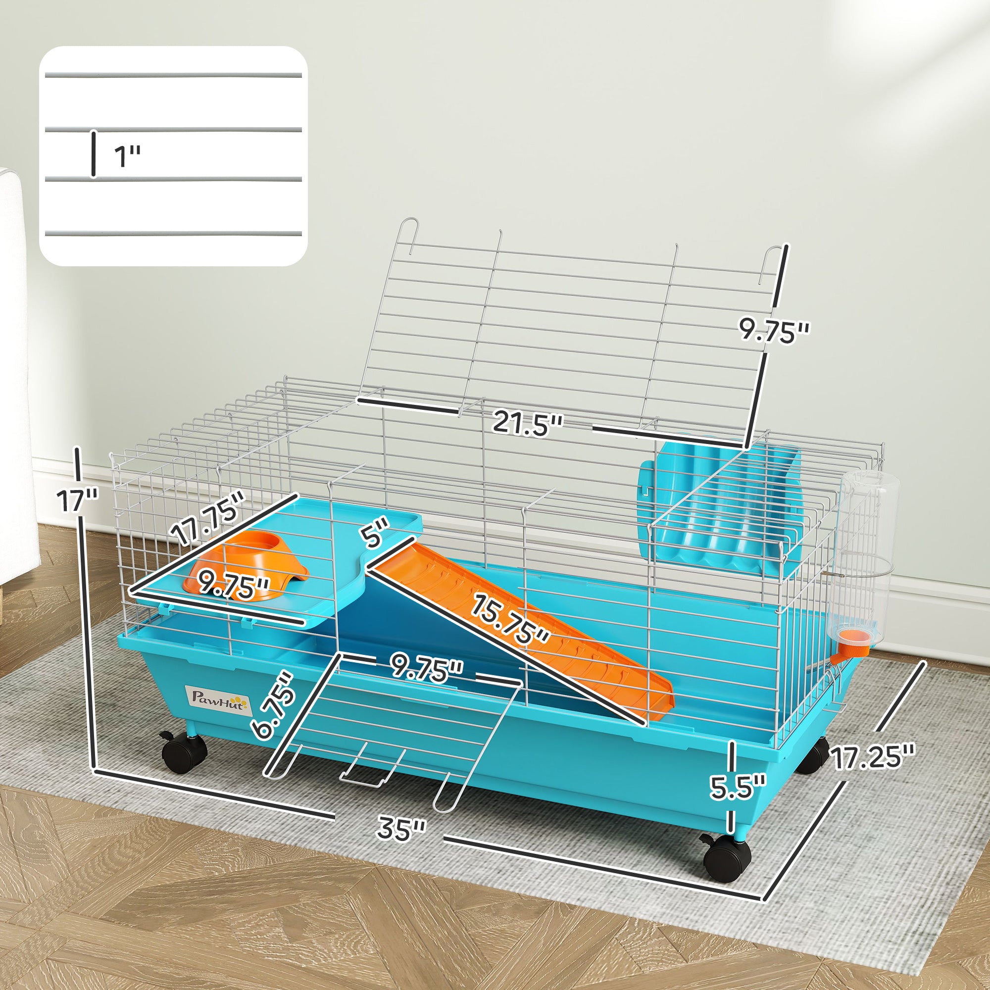 Small Rolling Pet Cage With Wheels Blue Accessories