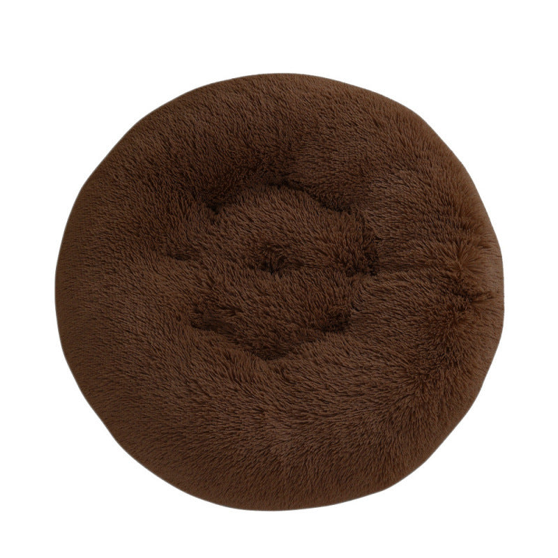 Round Plush Pet Bed Warm Sleeping Mat For Comfortable Rest