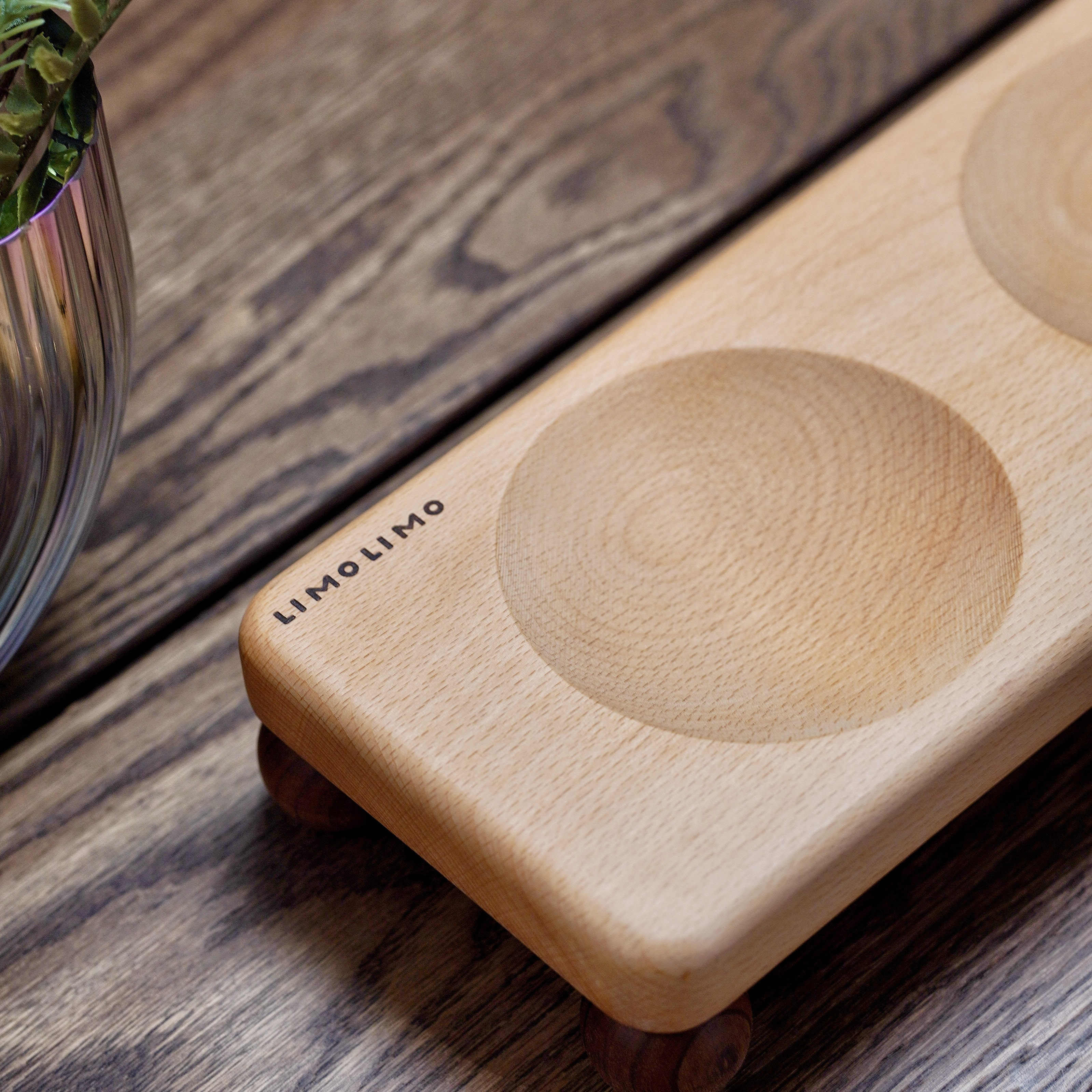 Solid Wood and Ceramic Feeding Bowls for Pets