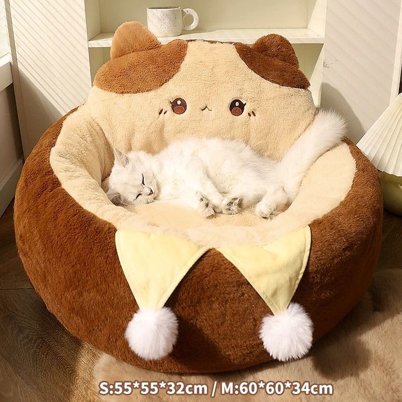 Round Pet Sofa Bed Cushion Soft Warm Deep Sleep Mattress