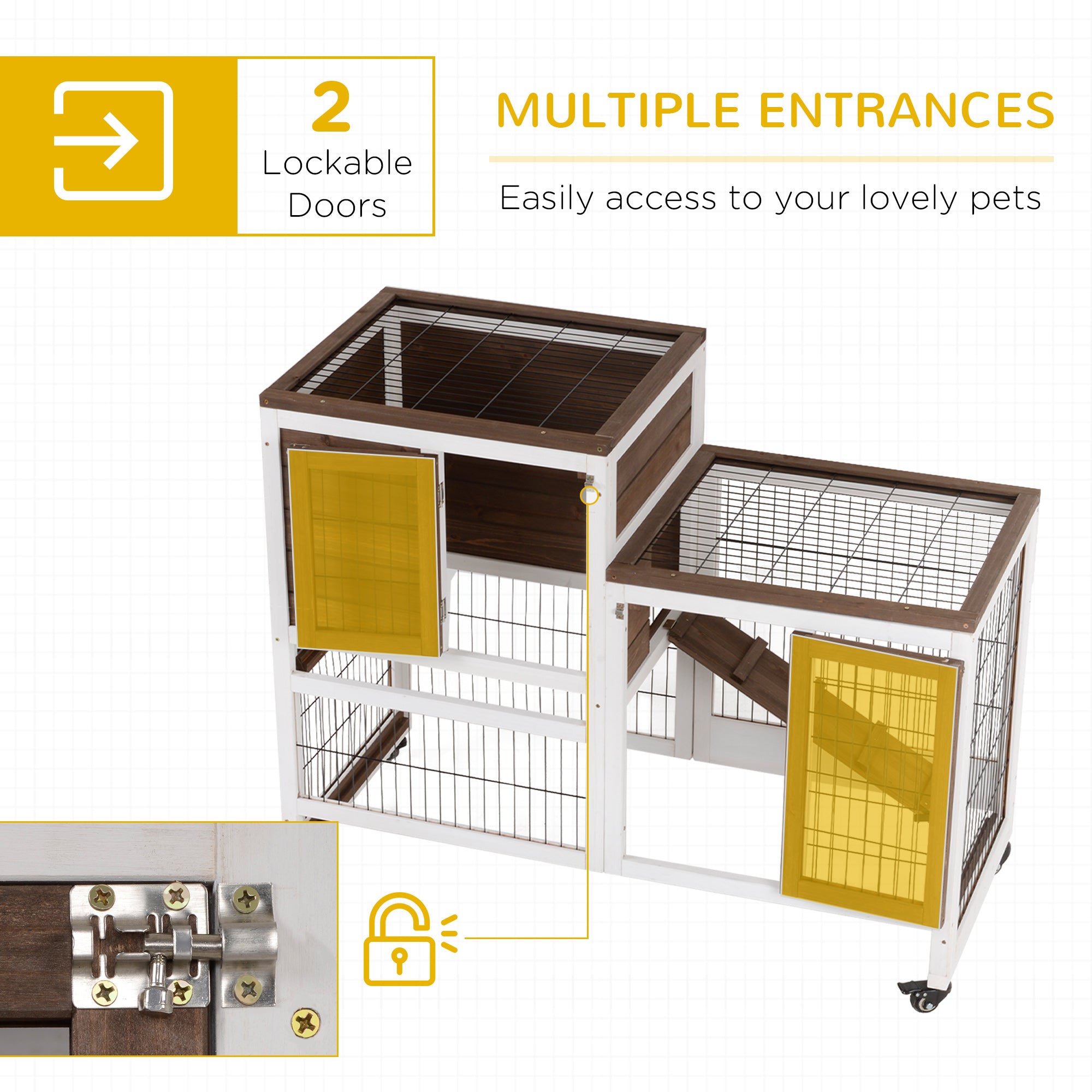 Elevated Wooden Pet Hutch Cage