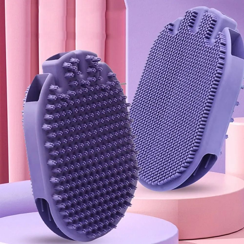 Massaging Pet Shampoo Brush Soft Bristle Dual Sided Grooming Brush