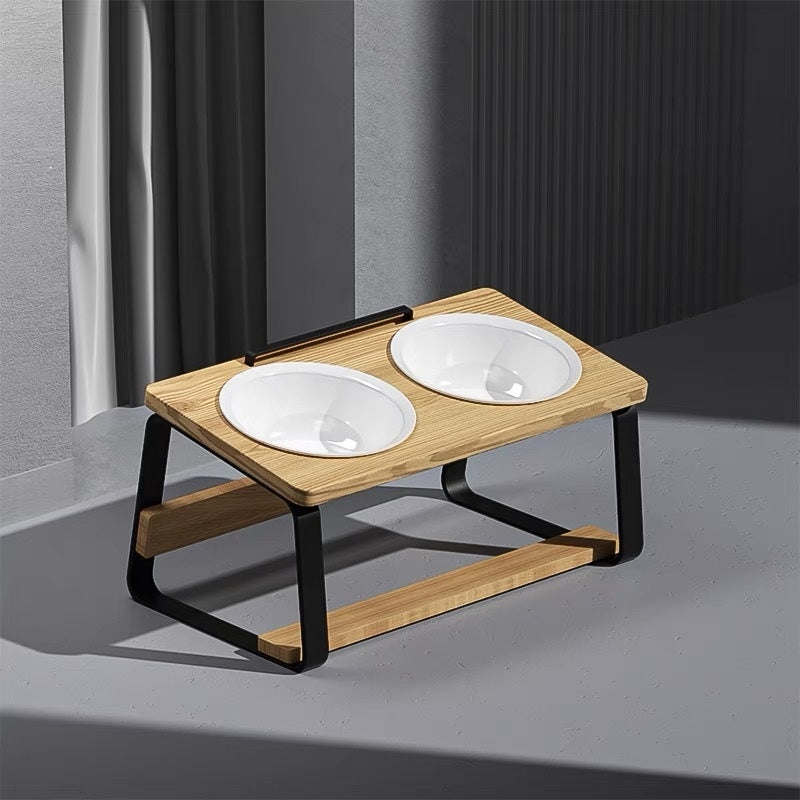 Ceramic Double Feeding Bowls for Pets Spine-Friendly Design