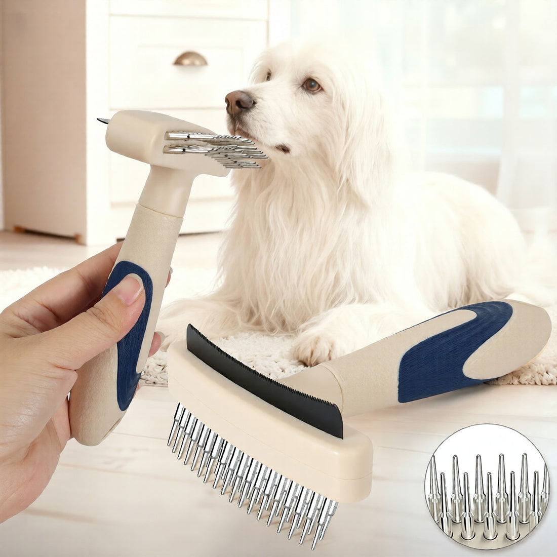 Pet Grooming Brush For Removing Loose Hair And Detangling Fur