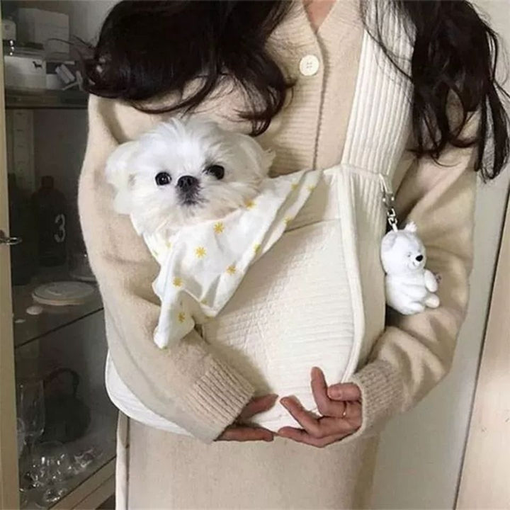 Handmade Canvas Pet Carrier Bag Outdoor Travel Shoulder Tote