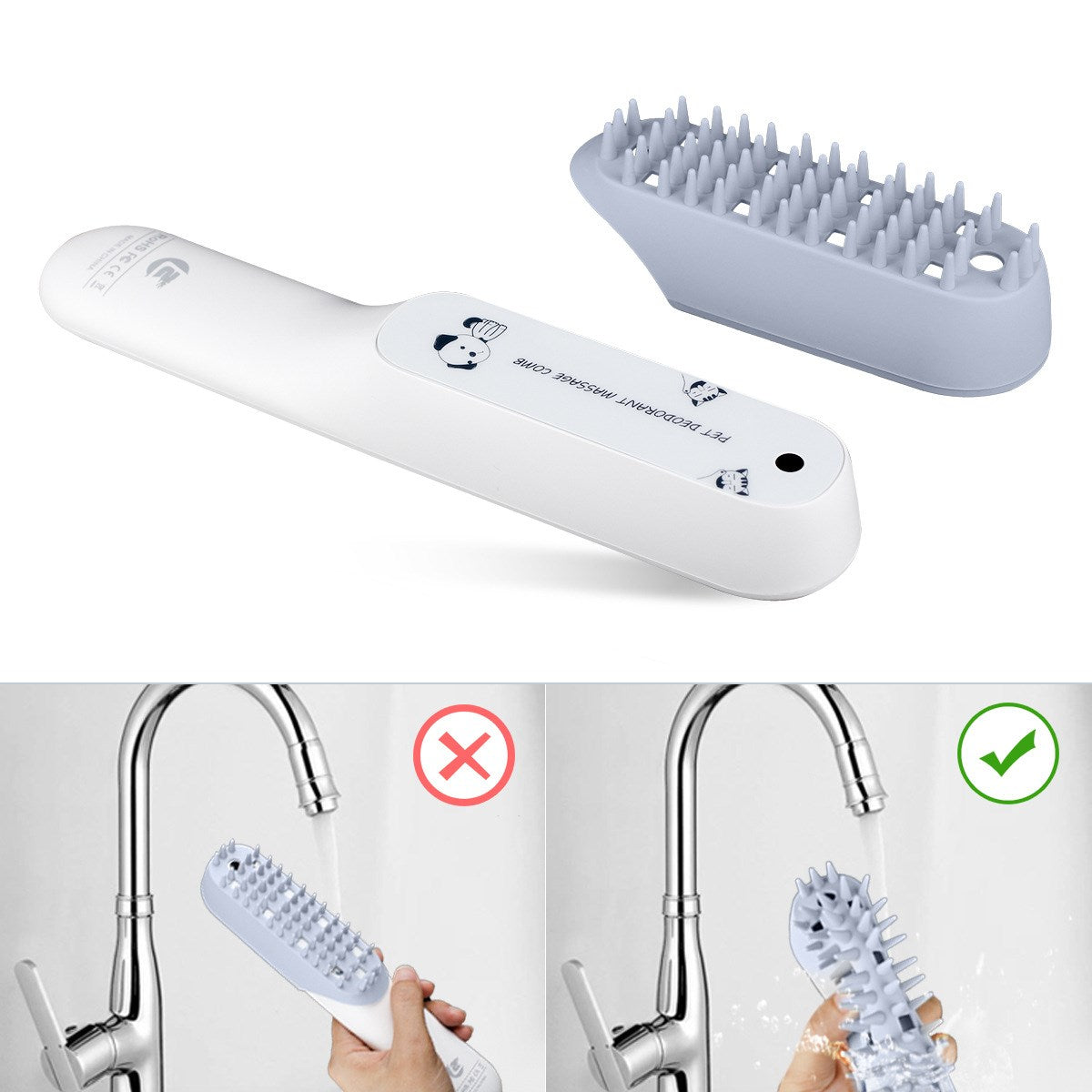 Pet Silicone Massage Brush Deodorizing Cleaning Comb For Fur Removal