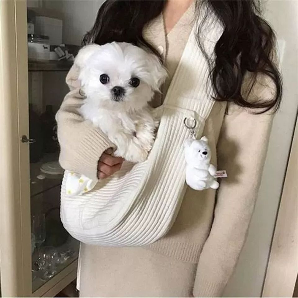 Handmade Canvas Pet Carrier Bag Outdoor Travel Shoulder Tote