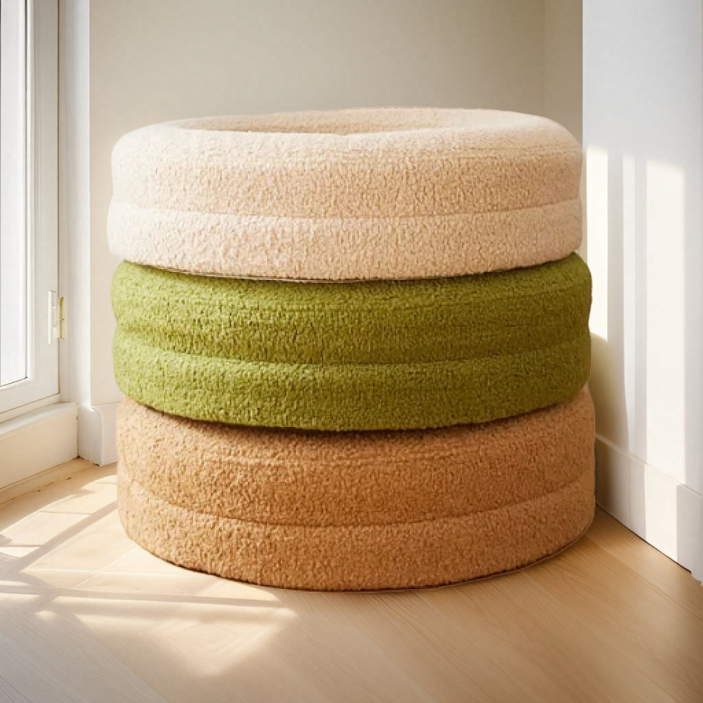 Solid Color Round Pet Bed For Comfortable Leisure And Sleep