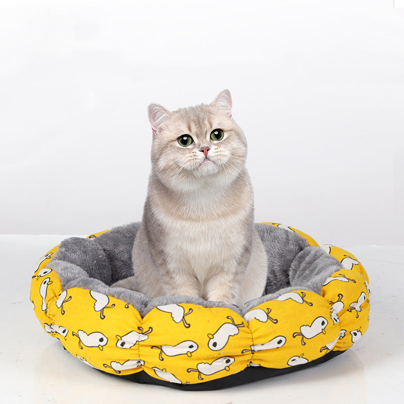 Calming Donut Pet Bed Round Fluffy Bed For Small Pets