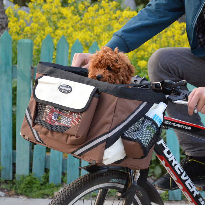 Removable Pet Bicycle Carrier Front Handlebar Basket Bag