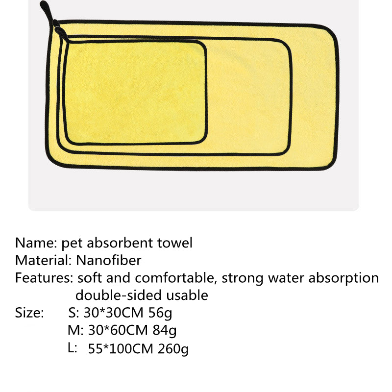 Absorbent Pet Bath Towel Multi-Size High-Quality Material