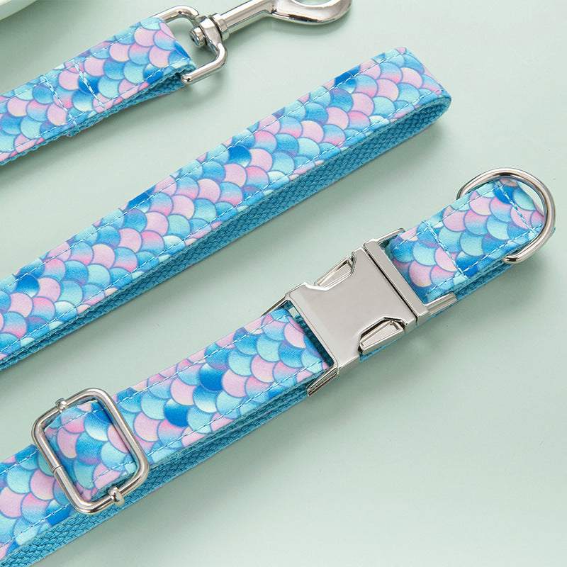 Mermaid Style Pet Collar And Leash Set For Stylish Walking