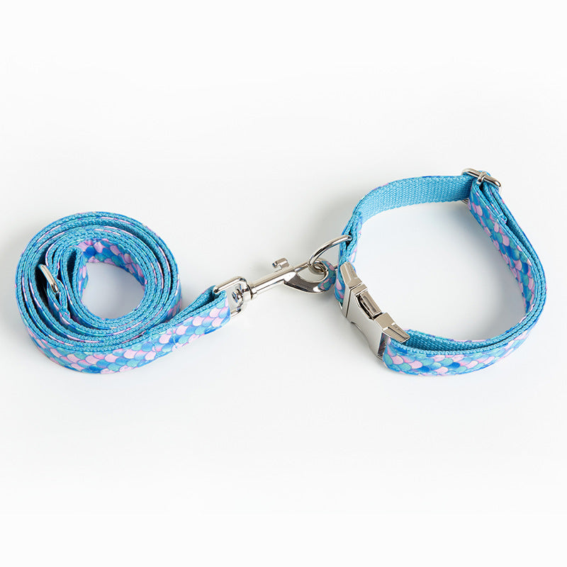 Mermaid Style Pet Collar And Leash Set For Stylish Walking