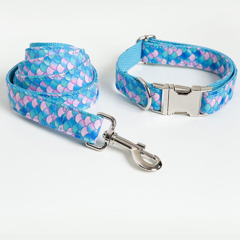 Mermaid Style Pet Collar And Leash Set For Stylish Walking
