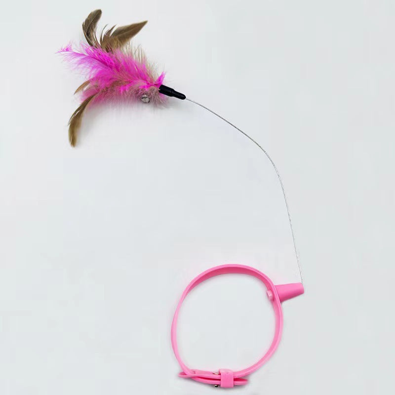 Adjustable Pet Feather Teaser Wand With Bell Interactive Toy