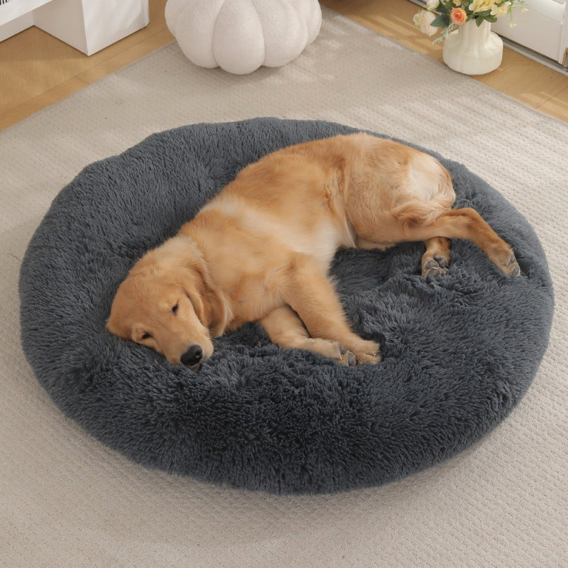 Round Plush Pet Bed Warm Sleeping Mat For Comfortable Rest