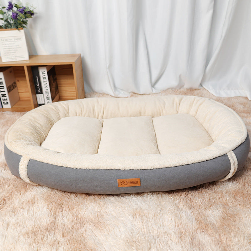 Linen Round Pet Bed Mat Non Slip Nest For Comfortable Sleep