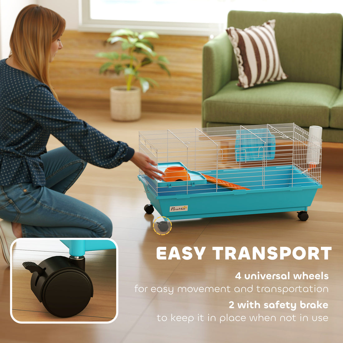 Small Rolling Pet Cage With Wheels Blue Accessories