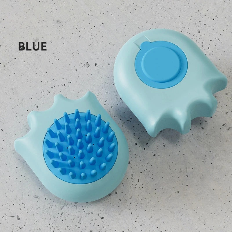 Pet Bath Massage Brush Comb With Shampoo Holder For Cleaning