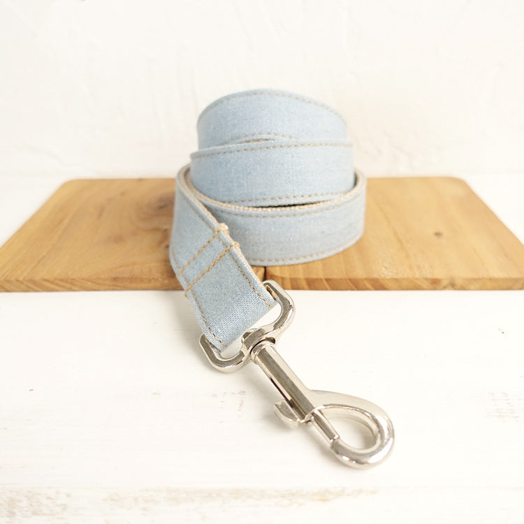 Blue Denim Pet Leash With Ring For Secure Walking