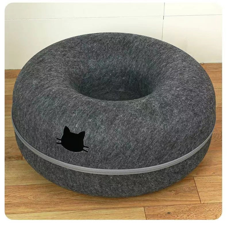 Comfortable Round Pet Bed Tunnel For Play And Rest