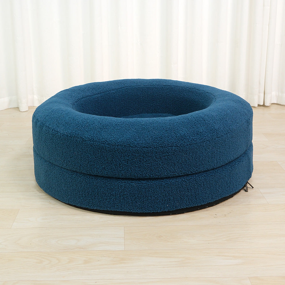 Solid Color Round Pet Bed For Comfortable Leisure And Sleep