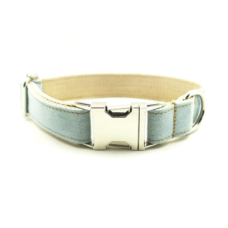 Blue Denim Pet Leash With Ring For Secure Walking