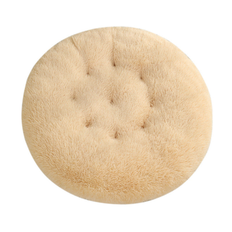 Round Plush Pet Bed Warm Sleeping Mat For Comfortable Rest