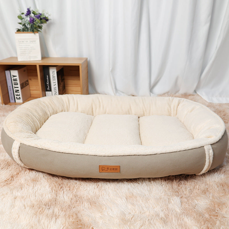 Linen Round Pet Bed Mat Non Slip Nest For Comfortable Sleep