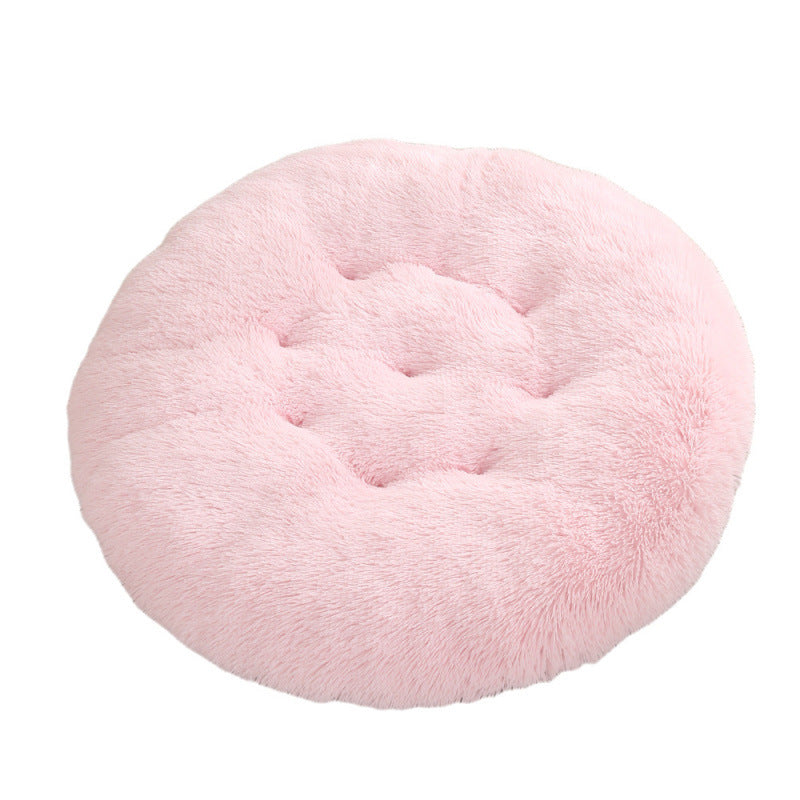 Round Plush Pet Bed Warm Sleeping Mat For Comfortable Rest