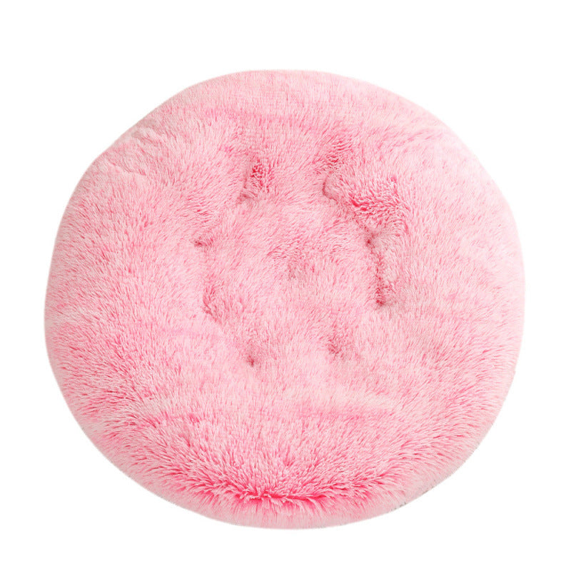 Round Plush Pet Bed Warm Sleeping Mat For Comfortable Rest