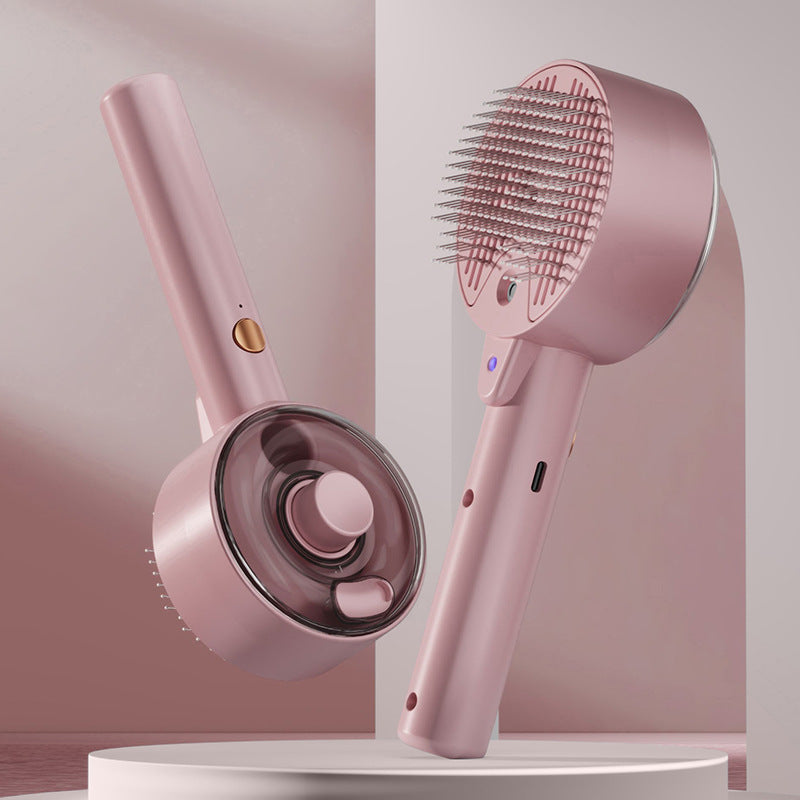 Pet Steam Grooming Brush Self Cleaning Hair Remover For Shedding And Care