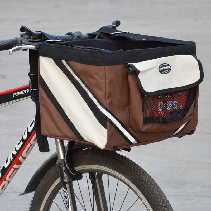Removable Pet Bicycle Carrier Front Handlebar Basket Bag