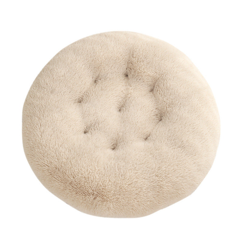 Round Plush Pet Bed Warm Sleeping Mat For Comfortable Rest
