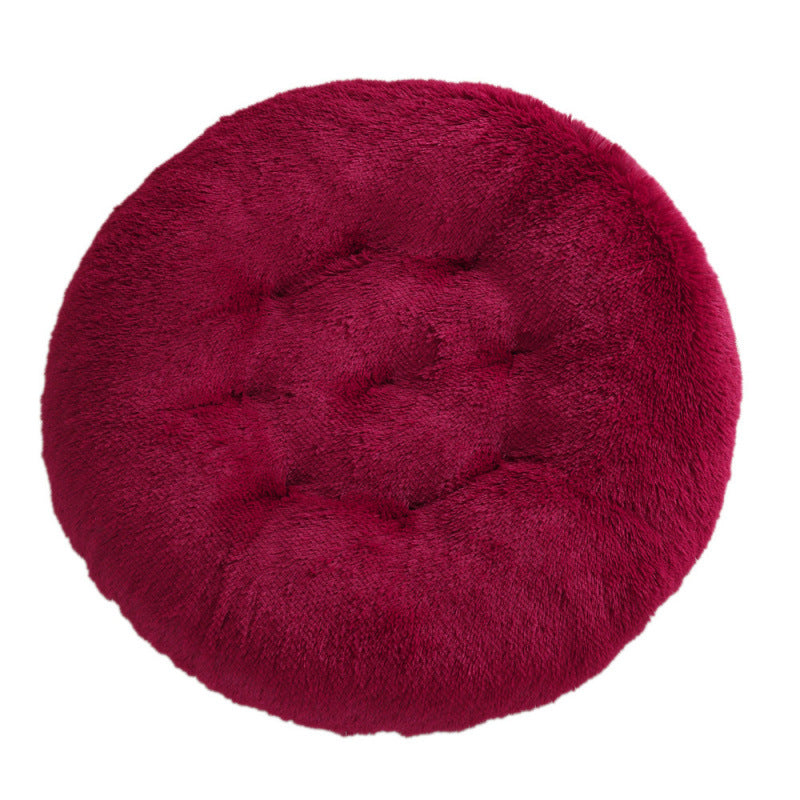 Round Plush Pet Bed Warm Sleeping Mat For Comfortable Rest