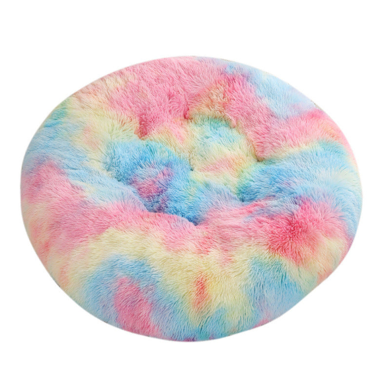 Round Plush Pet Bed Warm Sleeping Mat For Comfortable Rest
