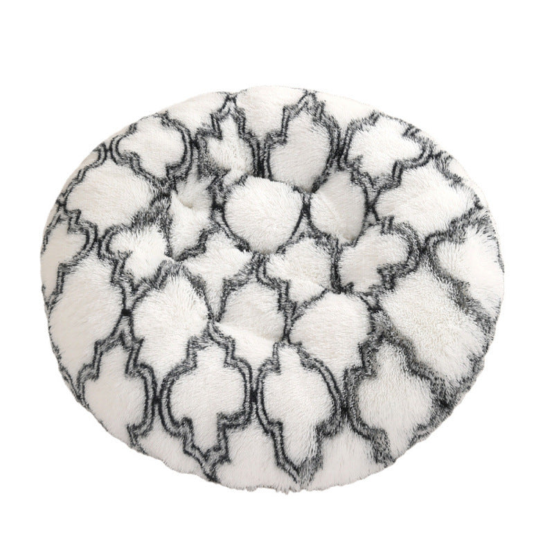Round Plush Pet Bed Warm Sleeping Mat For Comfortable Rest