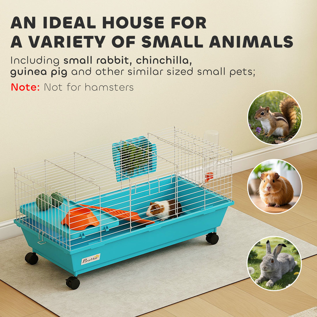 Small Rolling Pet Cage With Wheels Blue Accessories