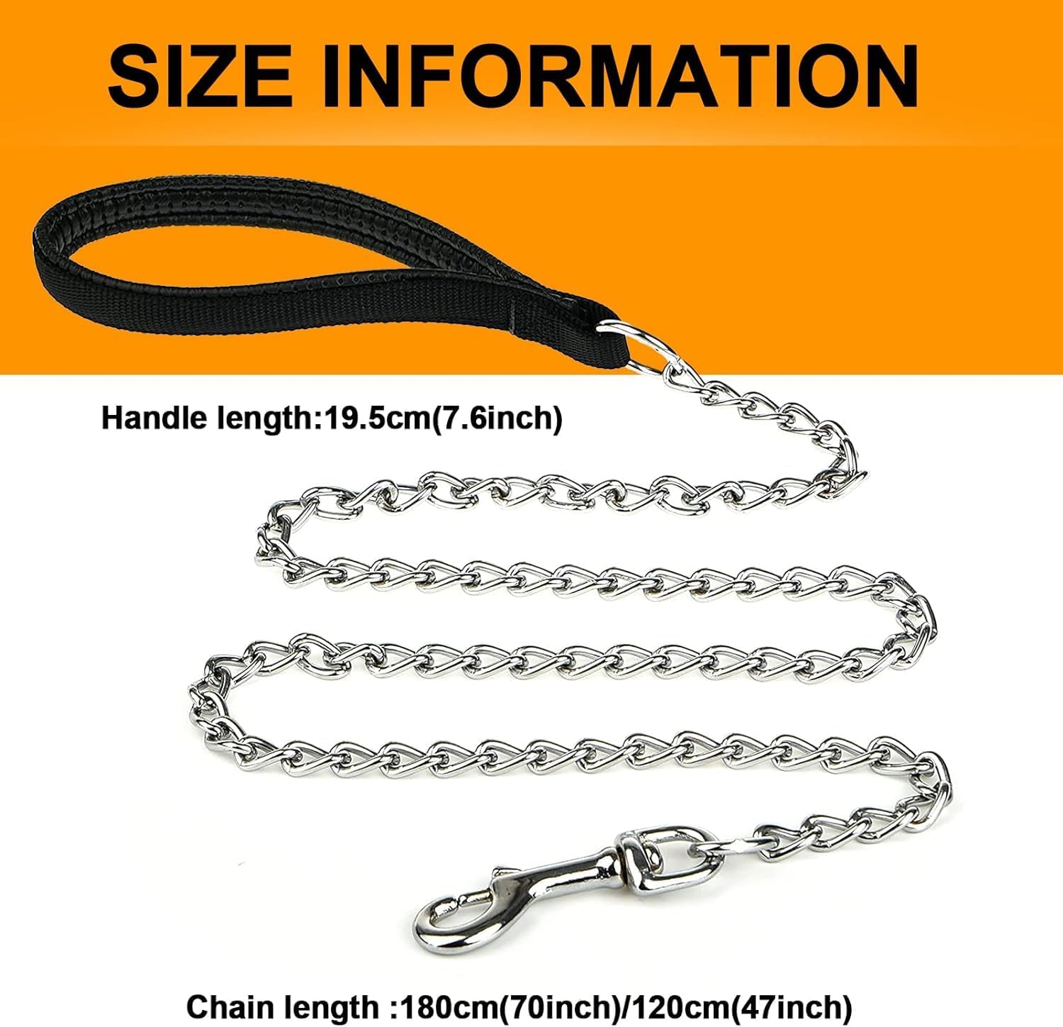 Heavy Duty Metal Pet Leash Chain With Soft Padded Handle