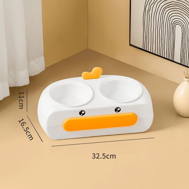 Duck Design Double Feeding Bowls for Pets