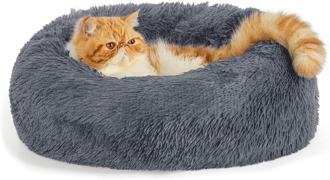 Indoor Non Slip Round Fluffy Plush Pet Bed For Comfort