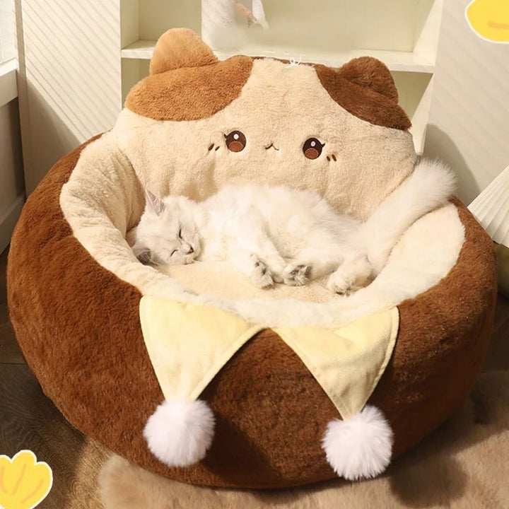 Round Pet Sofa Bed Cushion Soft Warm Deep Sleep Mattress