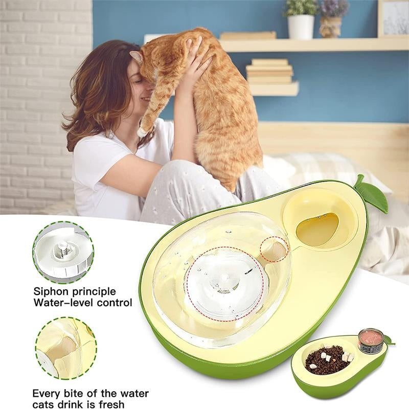 Automatic Avocado-Shaped Water and Slow Feed Bowl for Pets