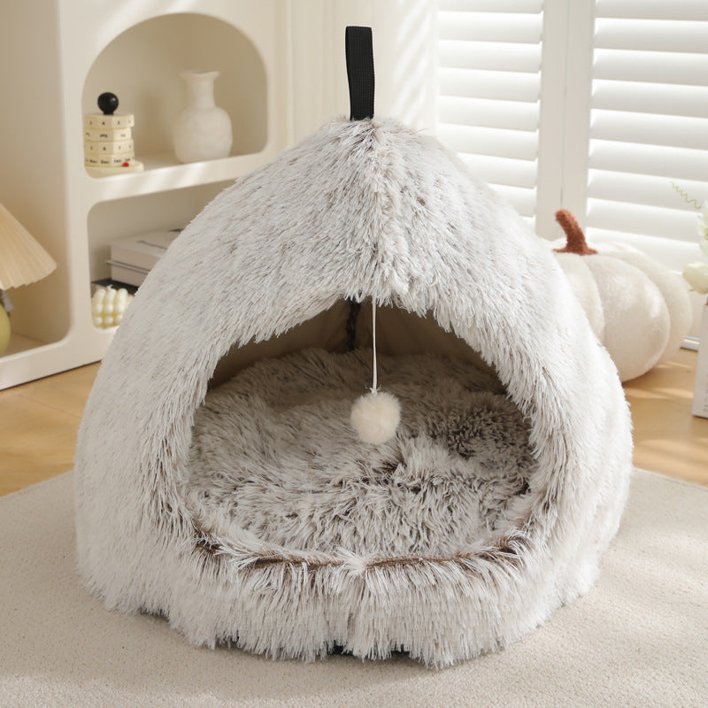 Winter Plush Warm Pet Bed For Cozy And Comfortable Sleep
