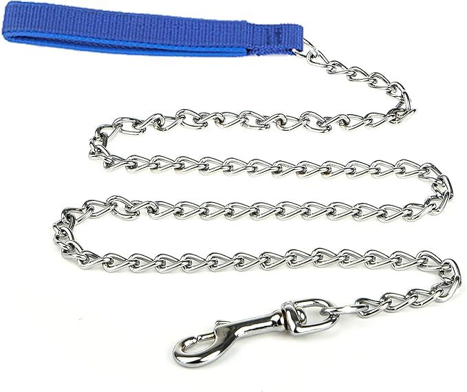 Heavy Duty Metal Pet Leash Chain With Soft Padded Handle