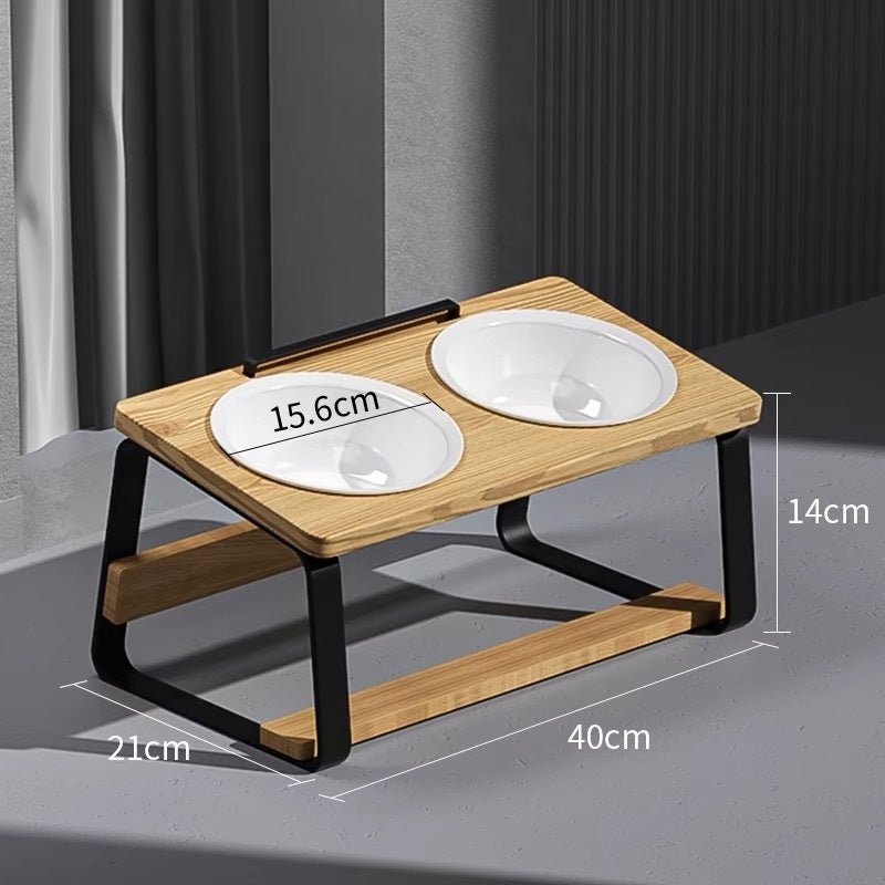 Ceramic Double Feeding Bowls for Pets Spine-Friendly Design